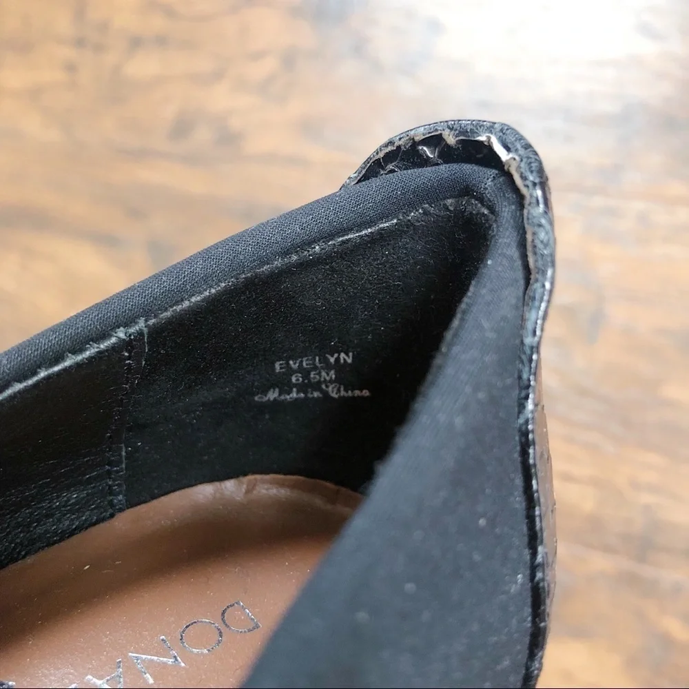 Donald J Pliner • Evelyn black platform pumps heels stretch snakeskin crepe